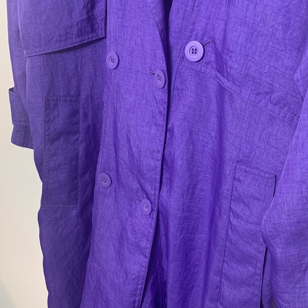 EUC Vintage Elco‎ Purple Nylon Polyester Double Breasted Trench Coat Size 9/10 - Picture 3 of 7